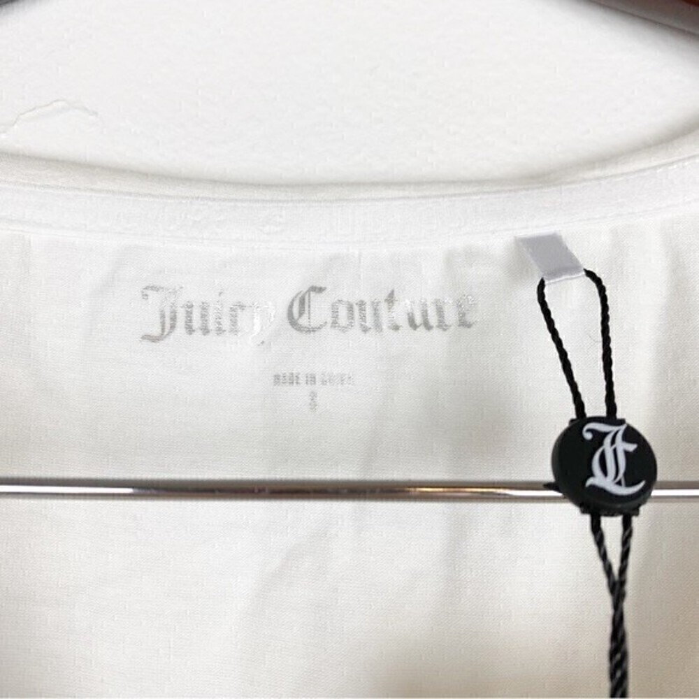 Juicy Couture Smiley Face V-Neck Short Sleeve Tee White Size S NWT - Picture 5 of 6